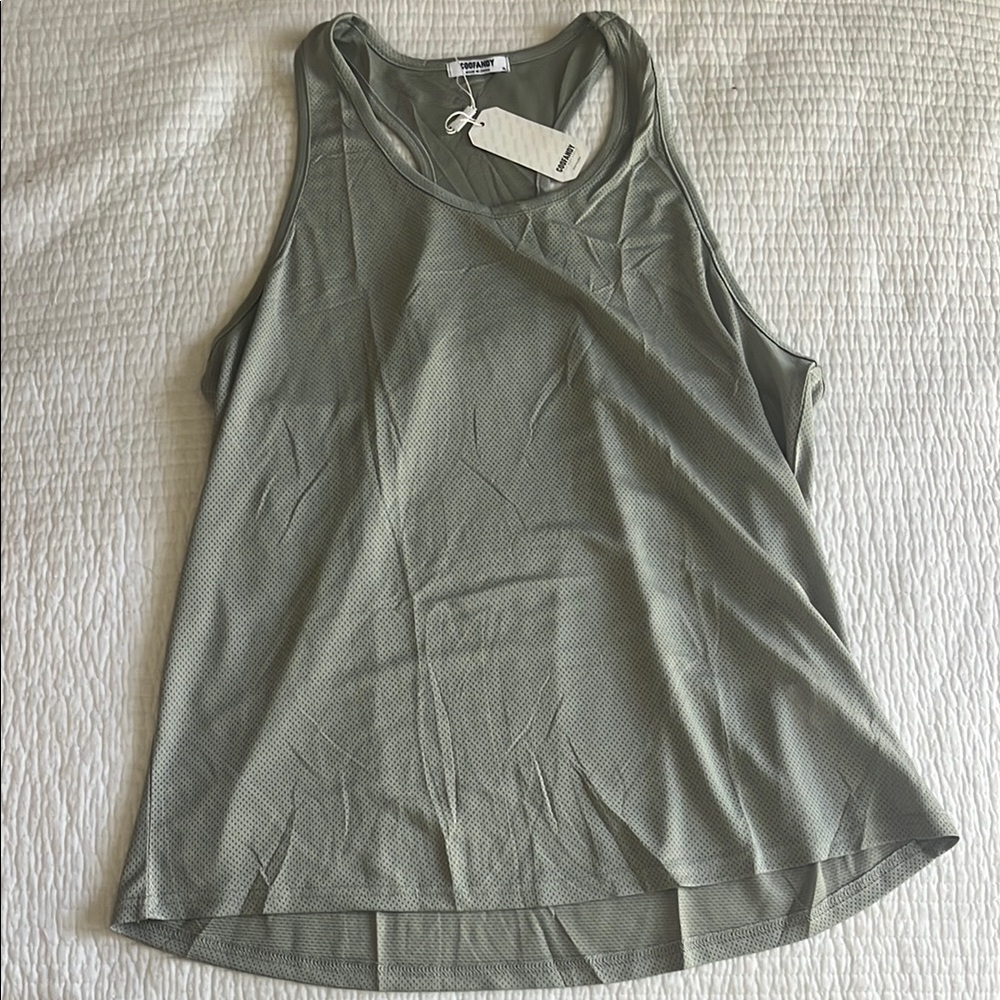 Flowy, Perforated Green Tank Top